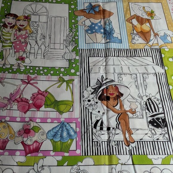 Novelty "Girly" Fabric Remnant - Loralie Harris for Quilting Treasures - Picture 1 of 6
